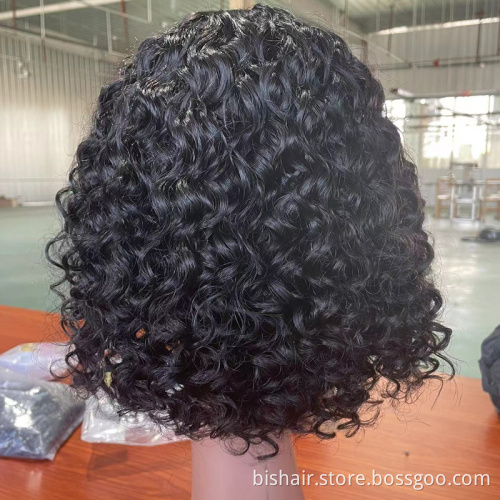Cheap Machine Made Wig 100% Brazilian Human Hair Pixie Cut Wigs Short Kinky Curly Non Lace Wigs with Bangs for Women